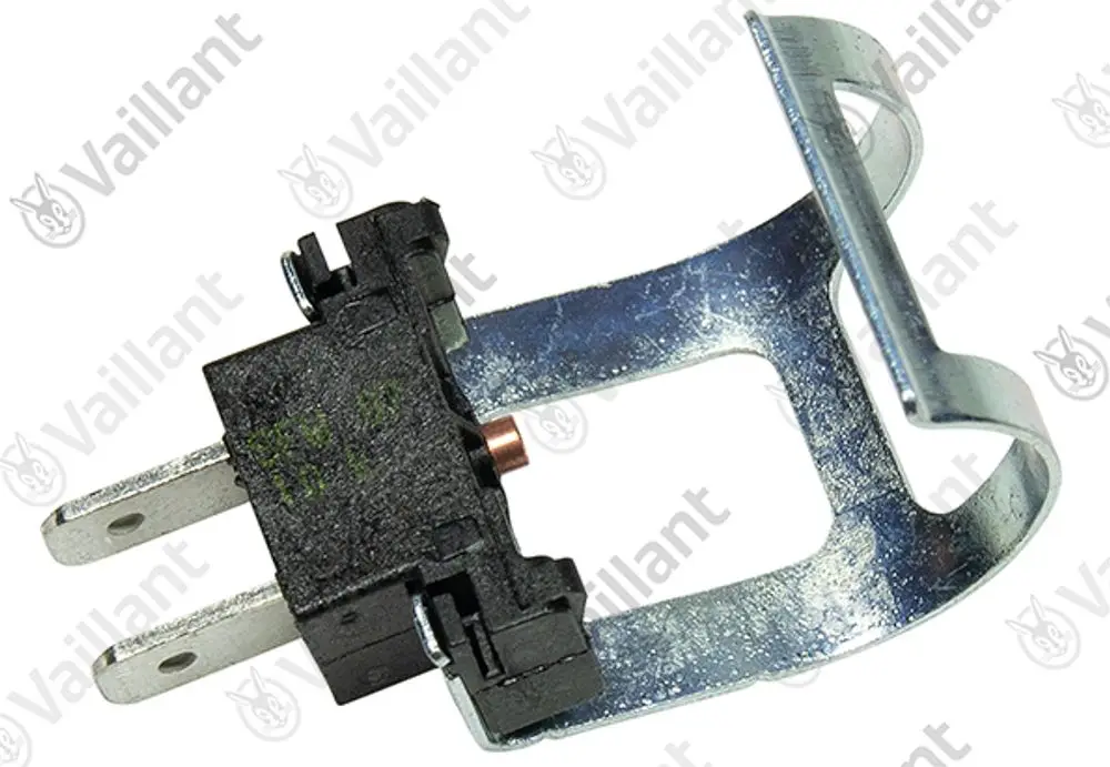 Vaillant Sensor mit zwei Metallsteckern und Halterung, montierbar, für spezifische Heizgeräte geeignet.